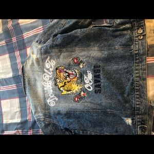 Mens Tiger embroidered jean jacket